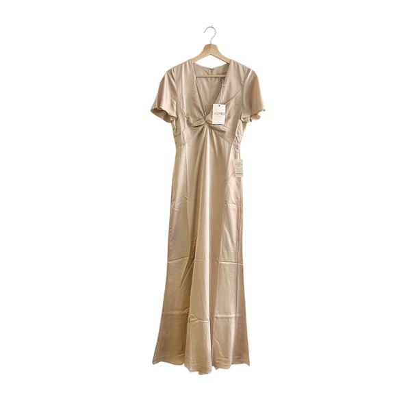 Show Me Your Mumu Rome Twist Gown Champagne Luxe Satin XS NWT - Picture 5 of 7